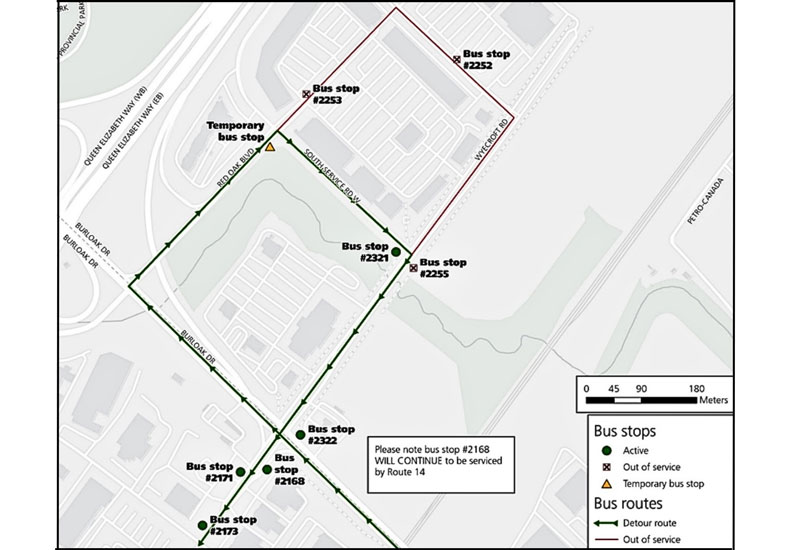 Route 14A: Riocan detour map, November 2025