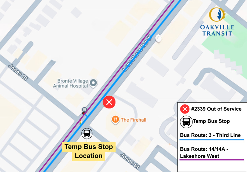 Bus Stop #2339 temporary relocation: April 2026 map