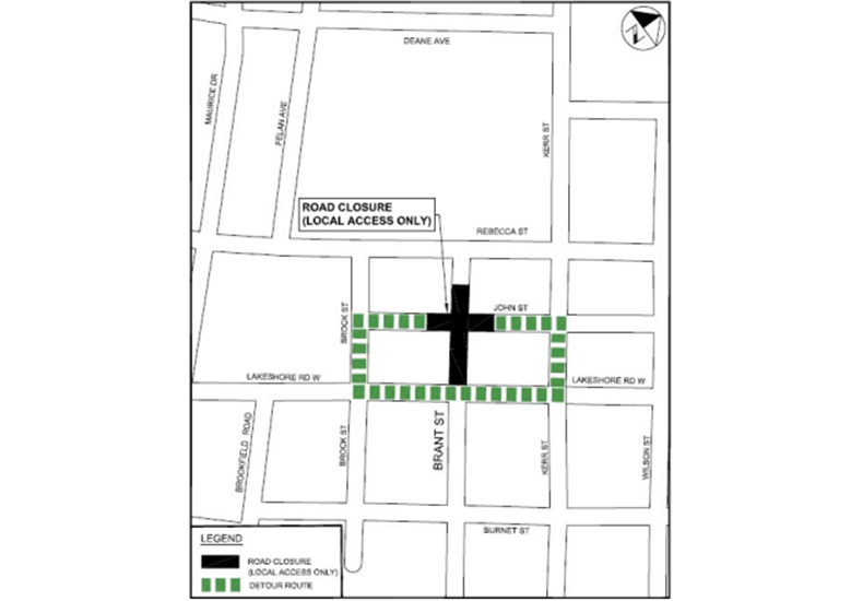 Brant Street closure map - February-March 2026