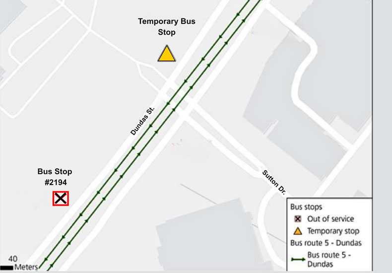 Bus stop #2194 temporary relocation in November 2025