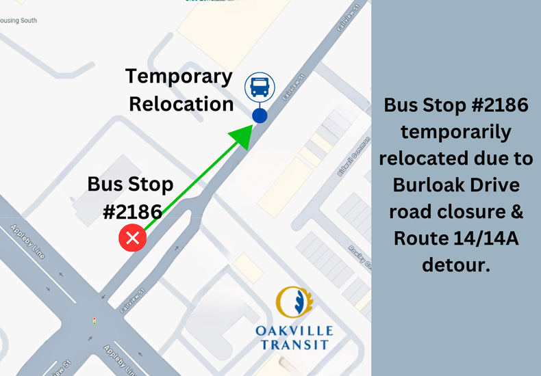 Bus stop #2186 temporary relocation map
