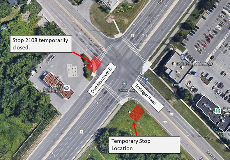 Bus stop closure map, stop 2108