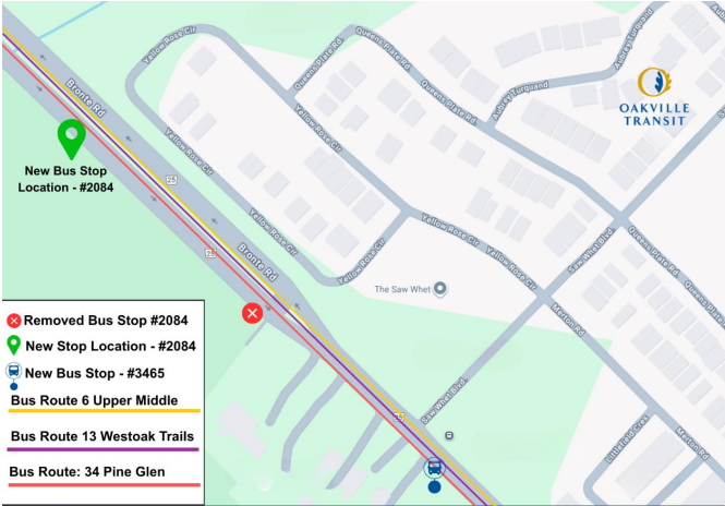 Bus stop 2084 relocation map