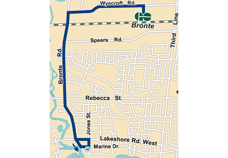 Canada Day 2026 - Bronte Shuttle Bus Map