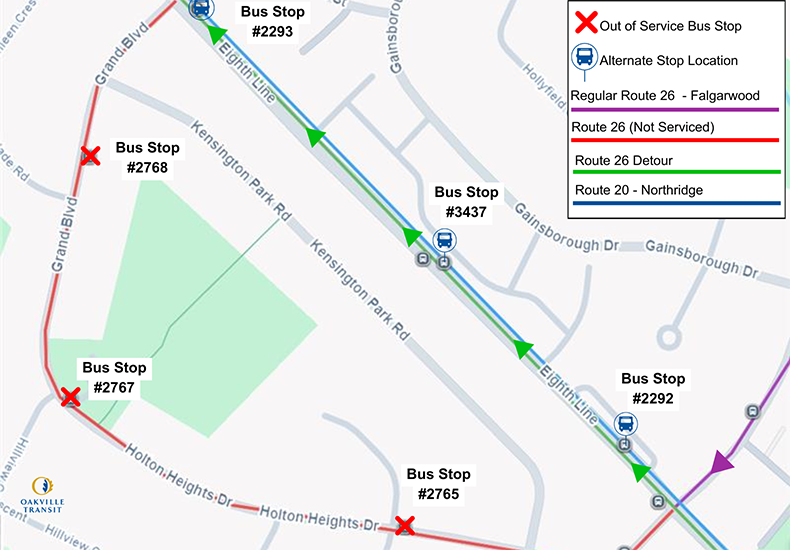 Route 26 Detour Map - January 12 - February 14, 2026 
