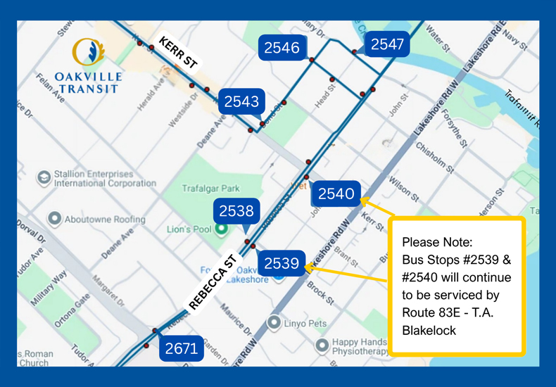 Map of decommissioned stops along Route 14/14A, effective September 6, 2026.