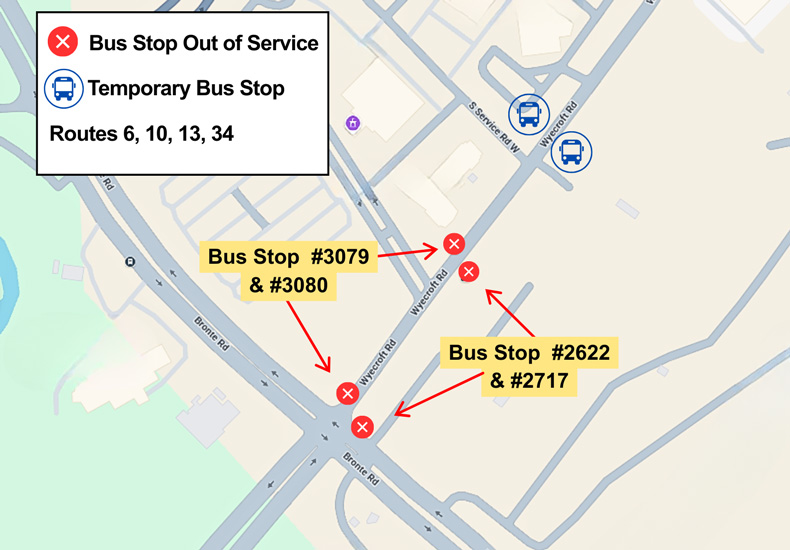 Bus stop relocations: Bronte and Wyecroft