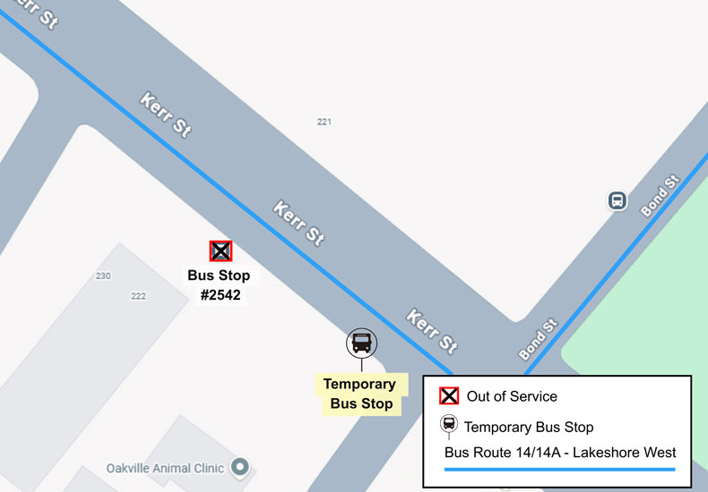 Bus stop relocation map: Stop 2542