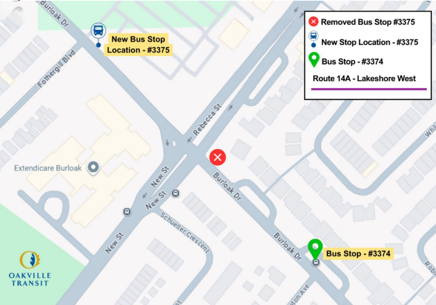 Bus stop 3375 relocation map