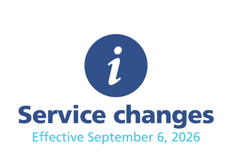 September 2026 service changes